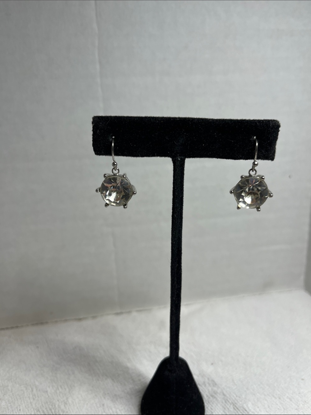 Classic Clear Crystal Drop Earrings - Silver Tone